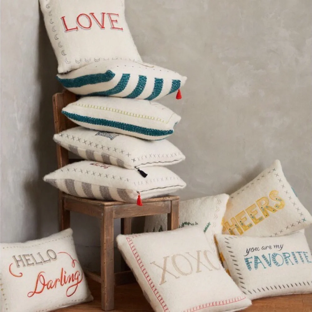 Anthropologie Merry Sentiment: Hello Darling Pillow